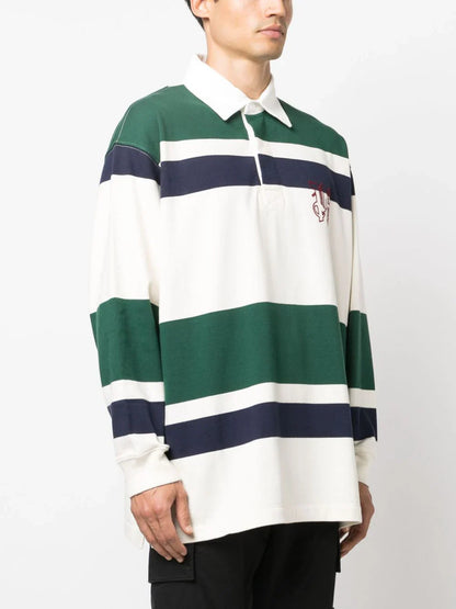 PALM ANGELS Pa Monogram Rugby Oversized Polo Shirt White Green