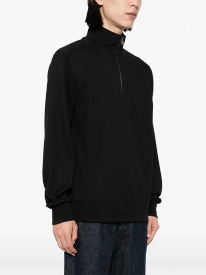 BOSS H-Sidney Half Zip Cotton Sweatshirt Black