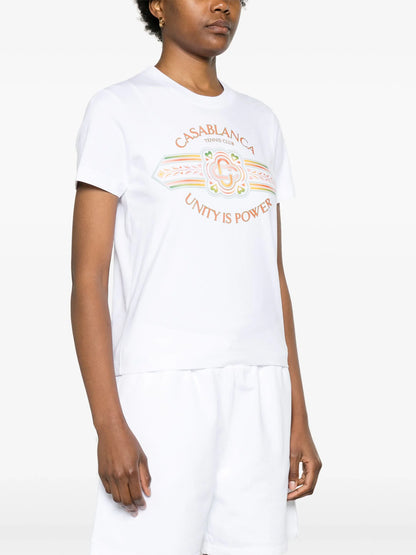 CASABLANCA WOMEN Unity Is Power Printed Fitted T-Shirt White