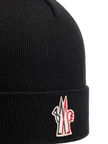 MONCLER GRENOBLE Pure Wool Knitted Beanie Black
