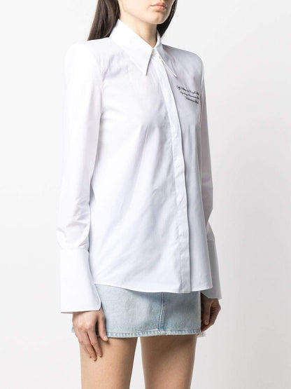 Off-White Women's Logo Embroidered Shirt White