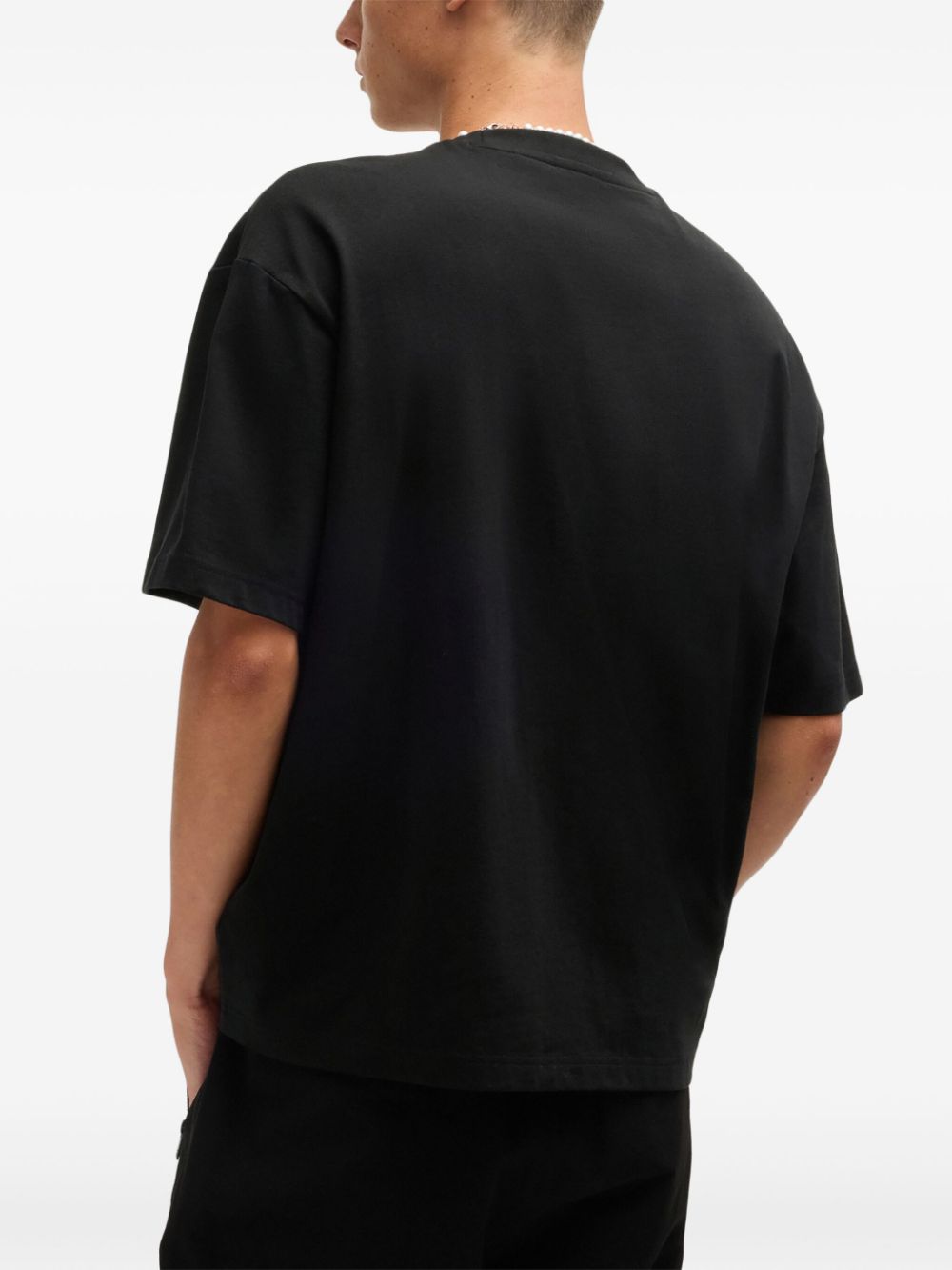 HUGO Dinkee Logo Print Cotton Oversized-Fit T-Shirt Black