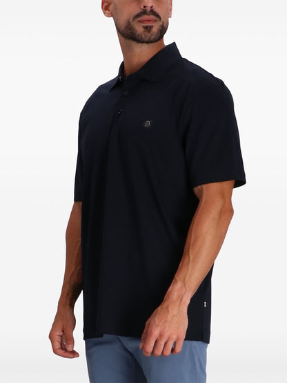 BOSS Logo Patch Cotton Polo Shirt Navy