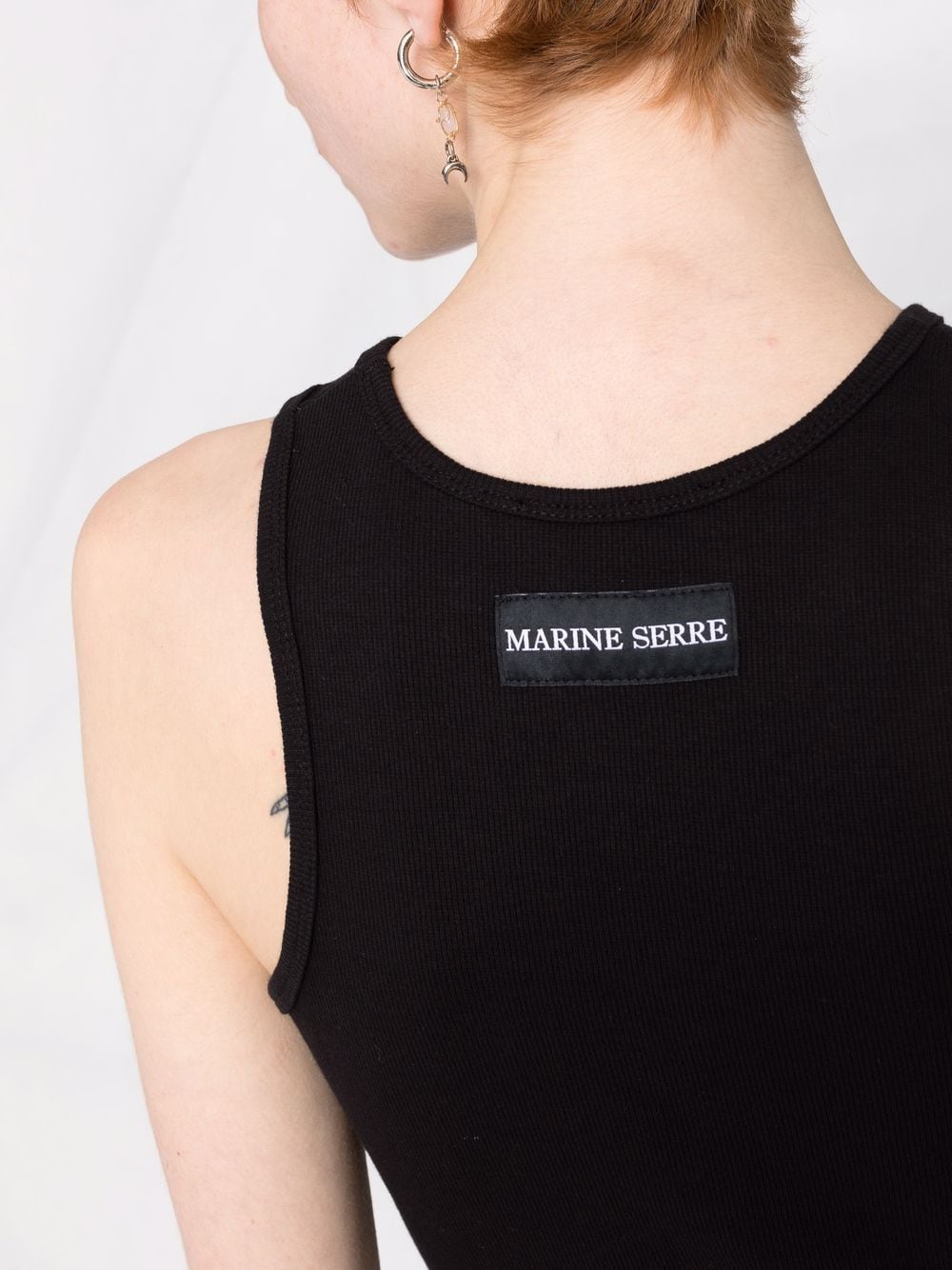 MARINE SERRE UNISEX Organic Cotton Fitted Tank Top Black
