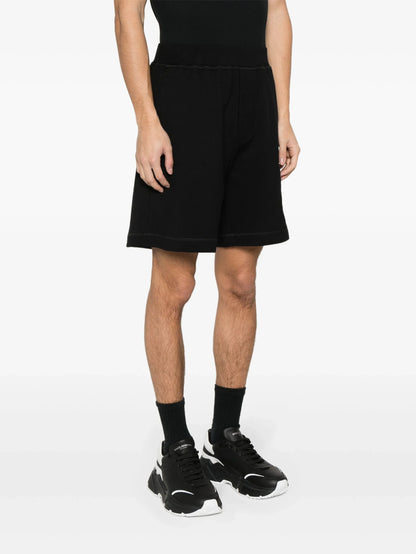 DSQUARED2 Sequin Logo Patch Cotton Shorts Black