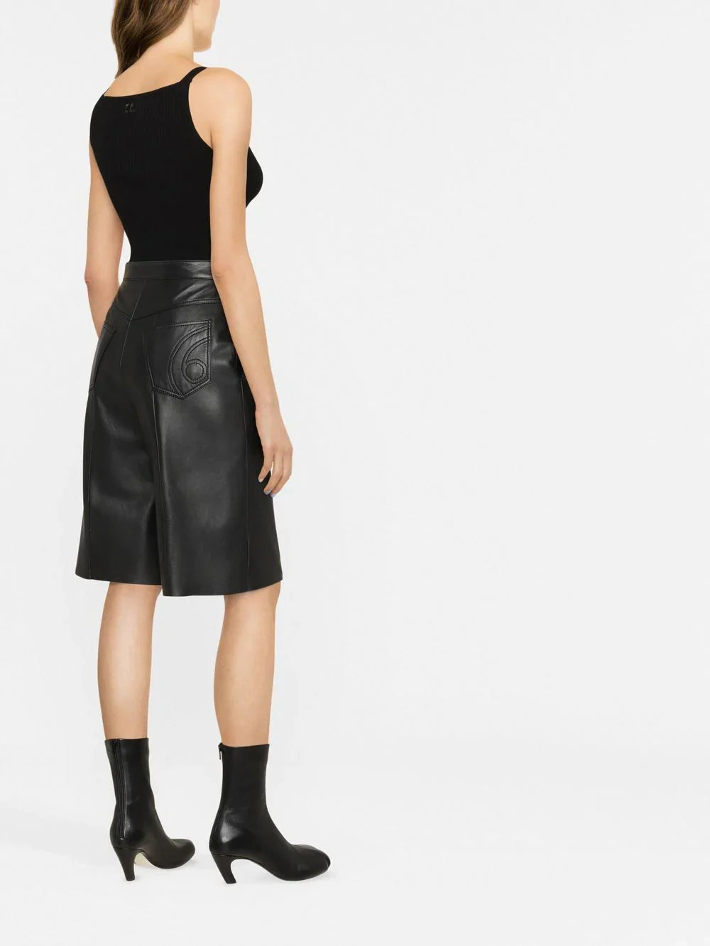 COURRÉGES WOMEN Rib Knit Swallow Tank Top Black