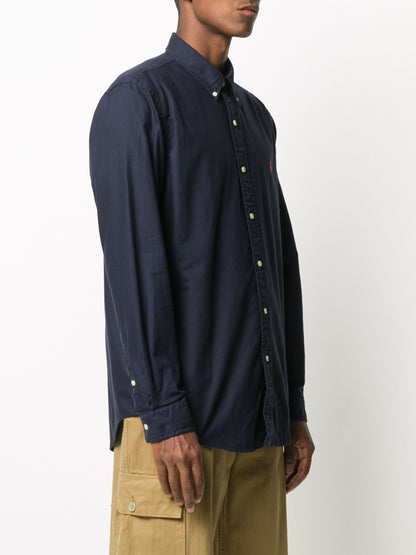 RALPH LAUREN Slim Fit Garment-Dyed Oxford Shirt Navy