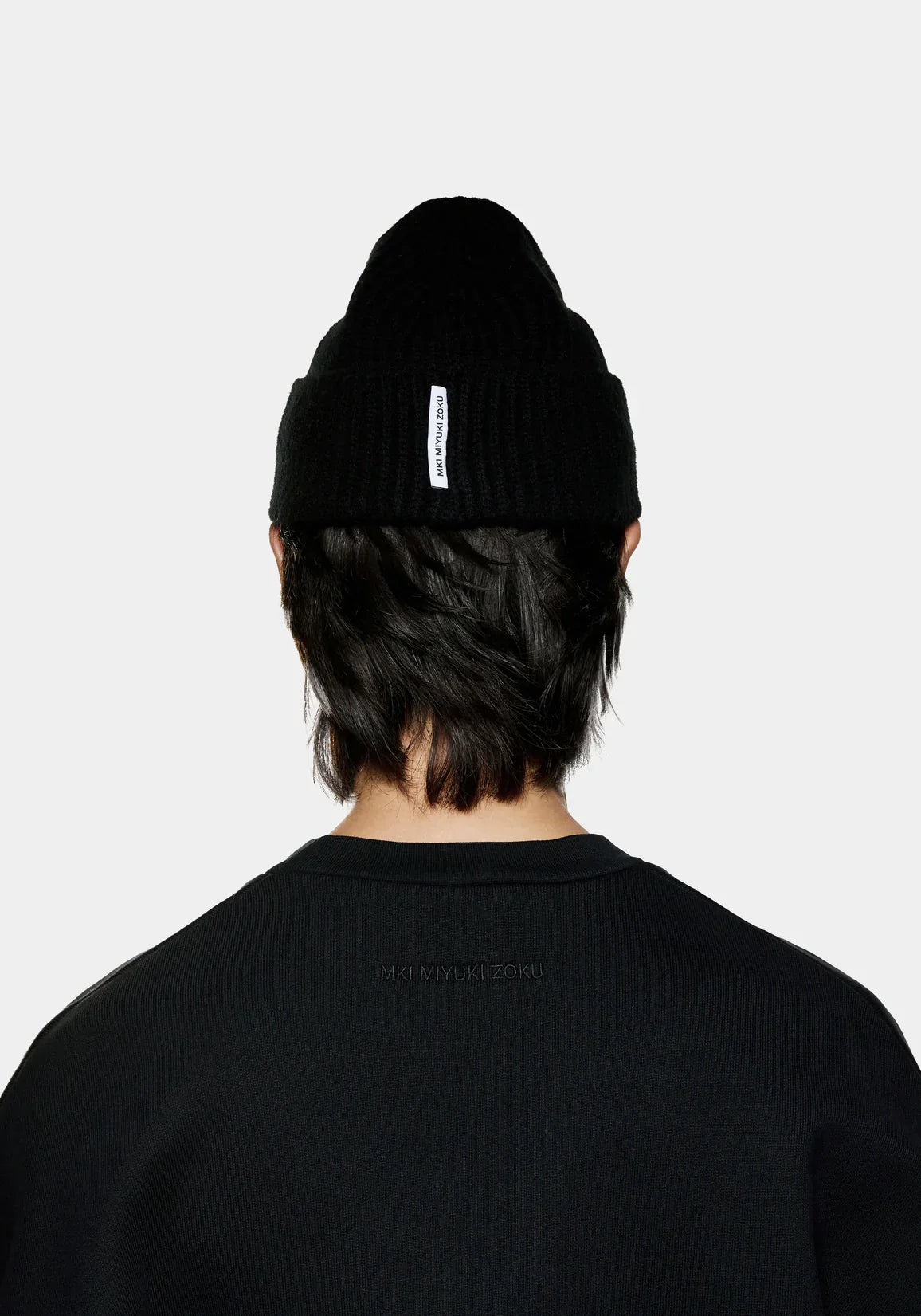 MKI MIYUKI ZOKU Cashmere Ribbed Beanie Black