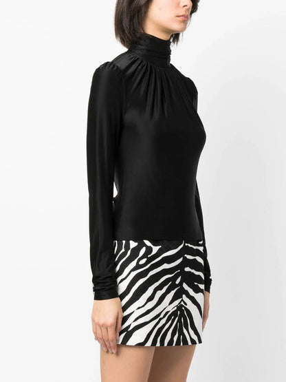 PACO RABANNE WOMEN Ruched Long Sleeved Top Black