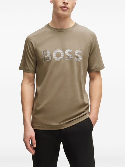 BOSS Seasonal Logo Print Stretch Cotton T-Shirt Light/Pastel Green