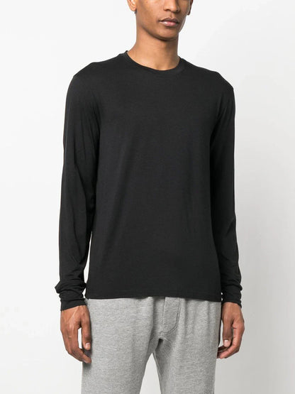 TOM FORD Crew Neck Long Sleeve Cotton T-Shirt Black
