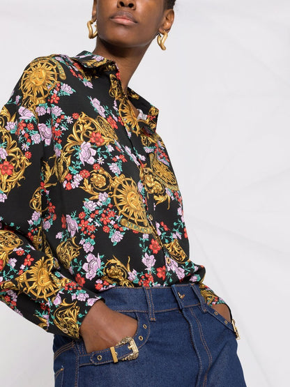 VERSACE WOMEN Sun Print Floral Shirt Black