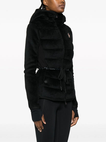 MONCLER GRENOBLE WOMEN Padded Fleece Zip Up Hoodie Black