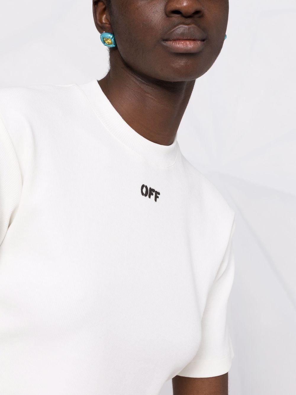 OFF-WHITE WOMEN Off Stamp Cropped T-Shirt White