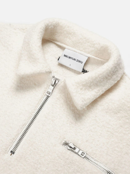 MKI MIYUKI ZOKU Boucle Quarter Zip Sweatshirt Off-White