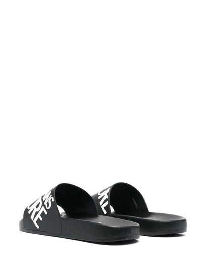 VERSACE Logo-Print Slides Black/White