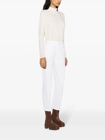 MONCLER WOMEN High Rise Cropped Jeans White