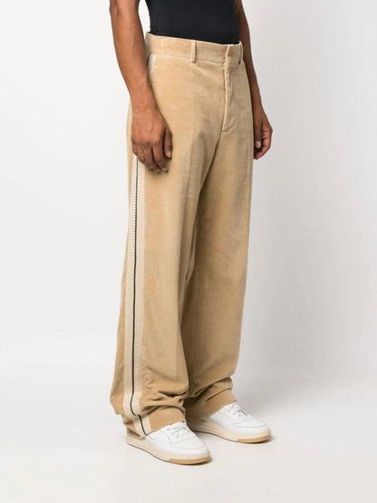 PALM ANGELS Corduroy Suit Tape Pants Beige/Off-White
