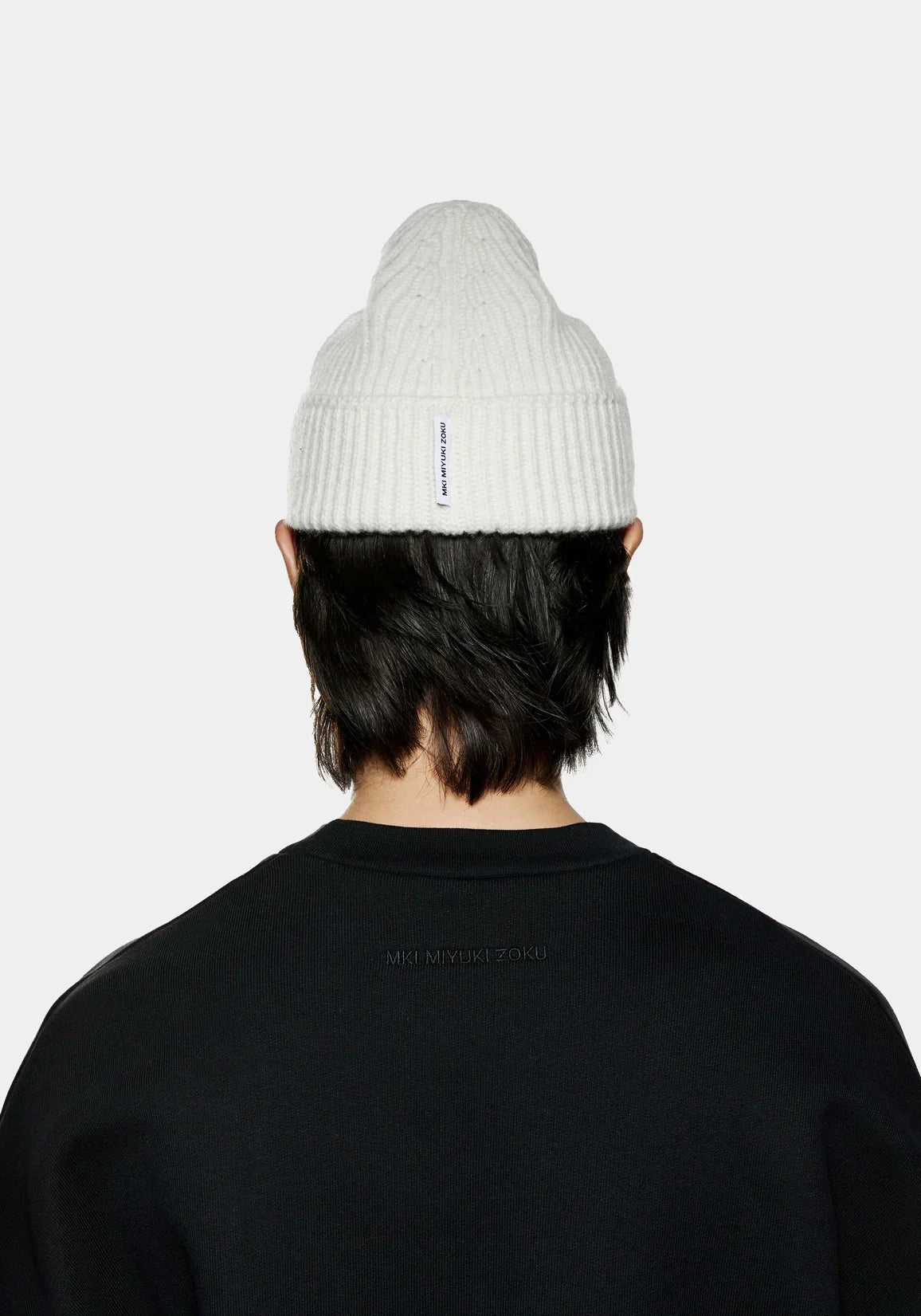 MKI MIYUKI ZOKU Cashmere Ribbed Beanie Off-White