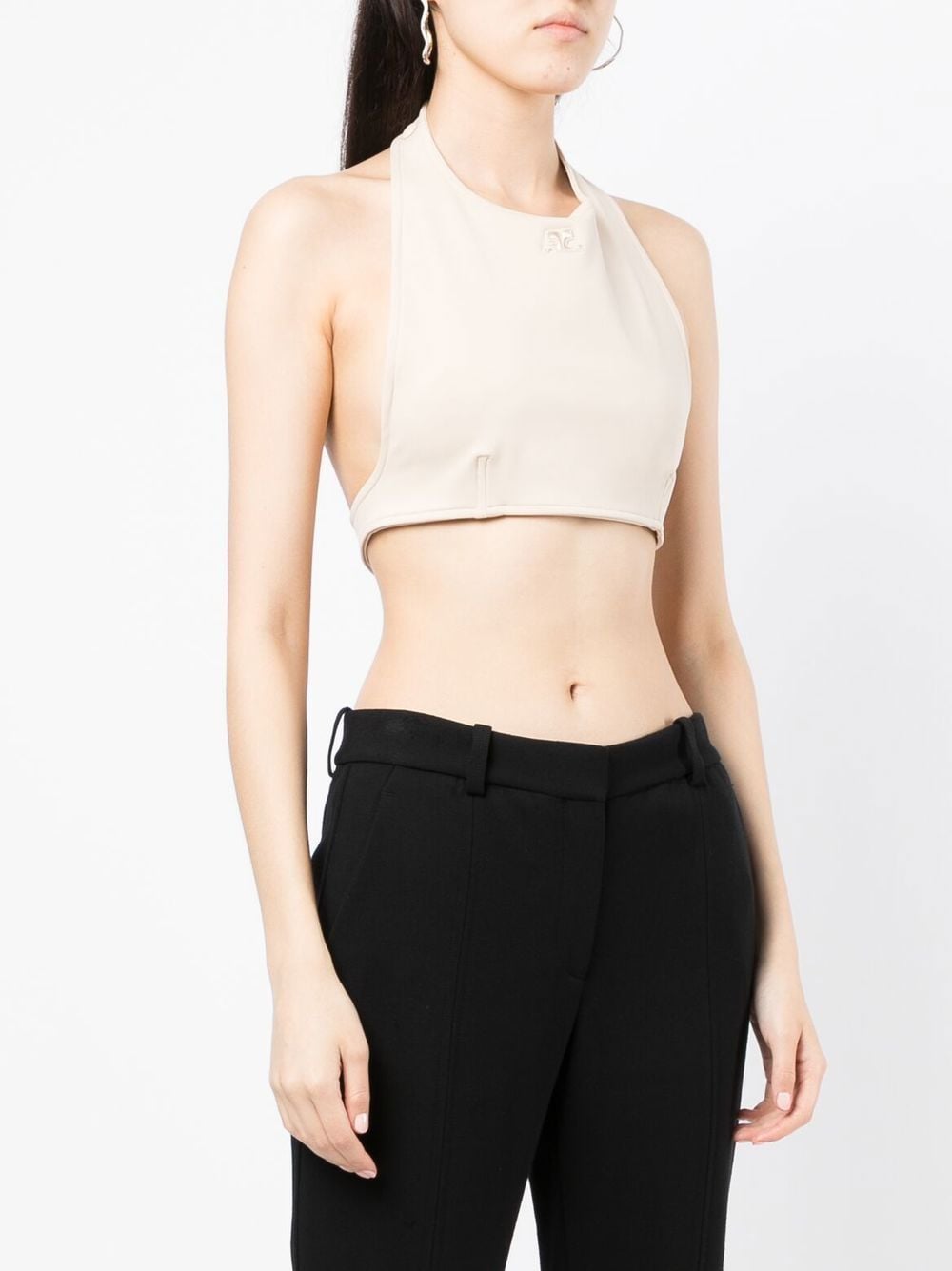 COURRÈGES WOMEN Embroidered-logo top Beige