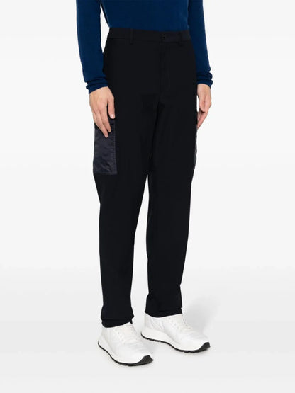 MONCLER Jersey Felt Logo Patch Trousers Navy
