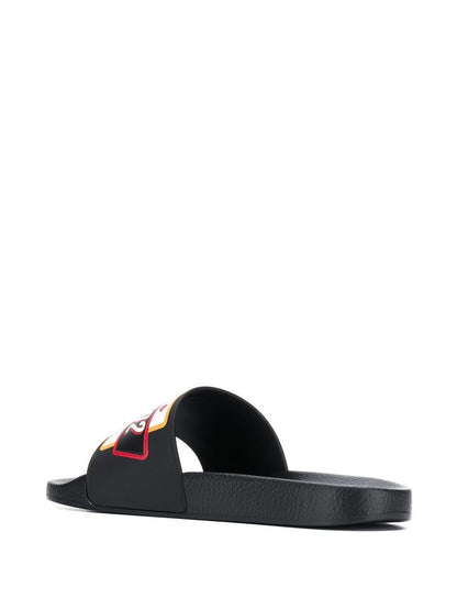 DSQUARED Logo Patch Sliders Black