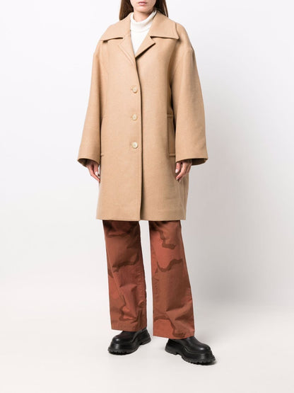 PALM ANGELS WOMEN Round Logo Coat Beige