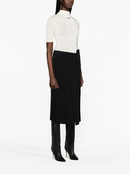 OFF-WHITE WOMEN OFF Stamp Short Sleeves Turtle Neck Top White Black