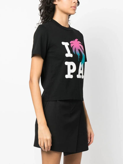PALM ANGELS WOMEN I Love Pa Slim Tee Black/Multi
