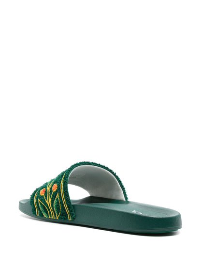 CASABLANCA Embroidered Terry Slider Green