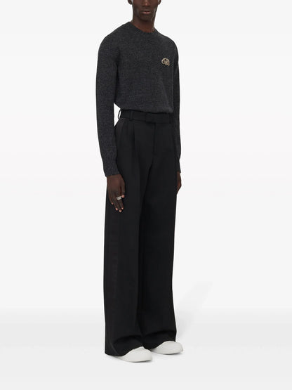 ALEXANDER MCQUEEN Crystal Seal Logo Jumper in Charcoal/crystal