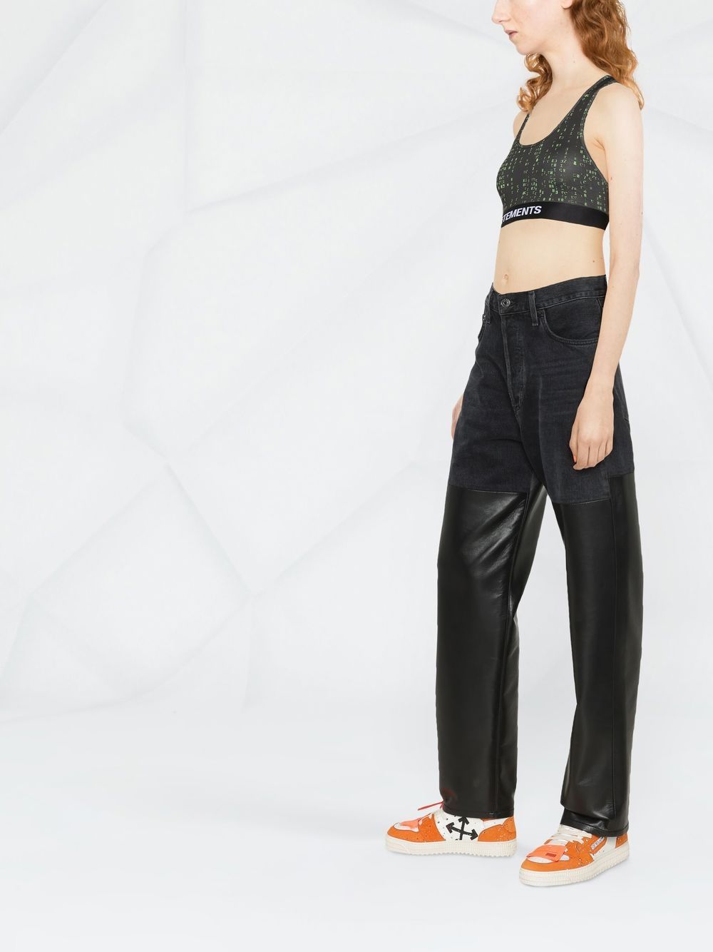 VETEMENTS WOMEN Logo-underband cropped vest Black / Green