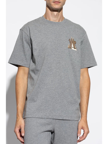 MONCLER GRENOBLE Mountain Logo Embroidered T-Shirt Grey