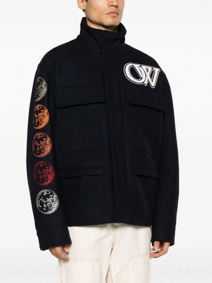 OFF-WHITE Moon Phase Varsity Field Jacket Sierra Leone Black White