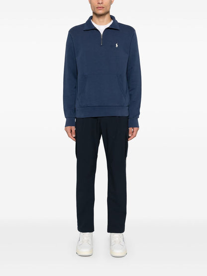 RALPH LAUREN Polo Pony Cotton Zip Sweatshirt Navy