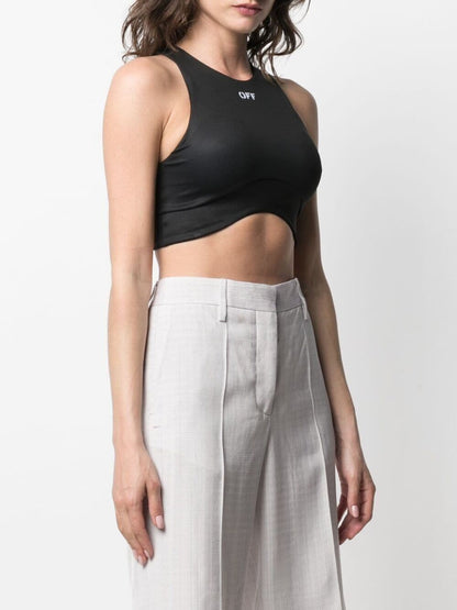 OFF-WHITE WOMEN Logo-print cropped top Black