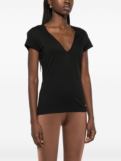 TOM FORD WOMEN Logo Silk T-Shirt Black