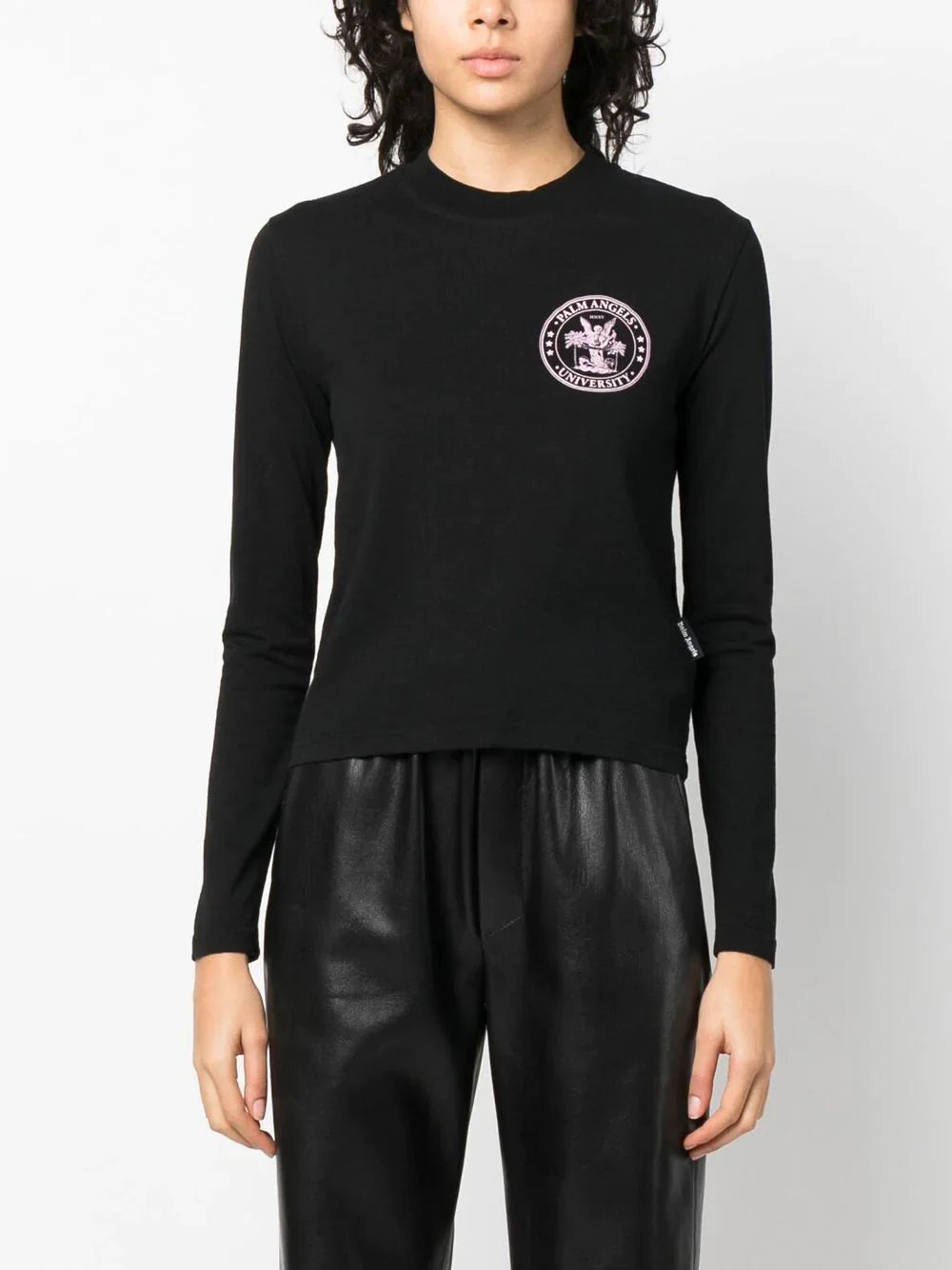 PALM ANGELS WOMEN College Fitted Tee L/S Black/Coral