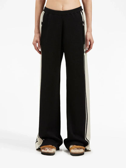 PALM ANGELS WOMEN Racing Knit Track Pants Black/Butter