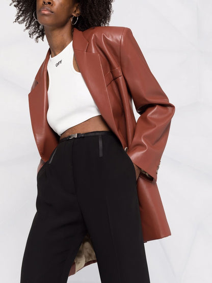 OFF-WHITE WOMEN Ribbed Rowing Logo Cropped Top White