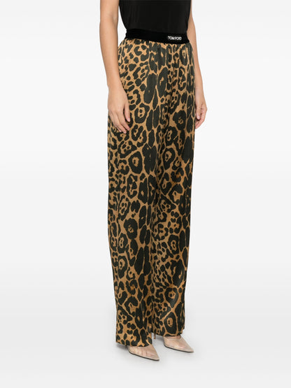 TOM FORD WOMEN Leopard Print Trousers Brown