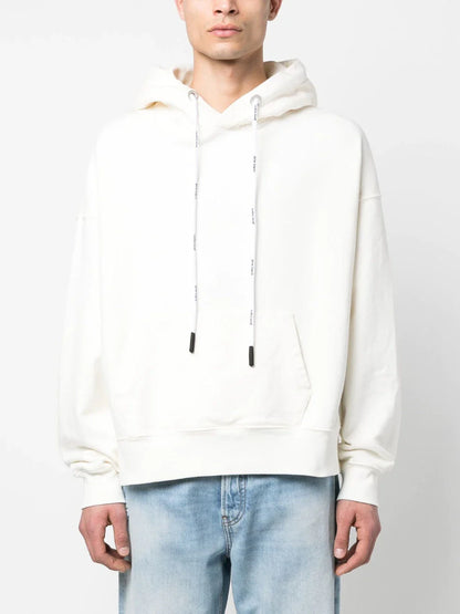 PALM ANGELS Patched Logo Vintage Hoodie White/White