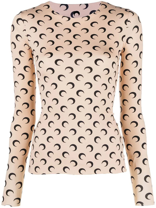 MARINE SERRE WOMEN Second Skin Moon Top Beige/Black