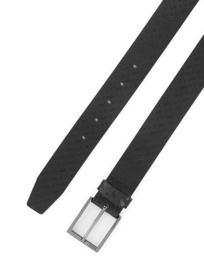 BOSS Monogram-embossed Leather Belt Black