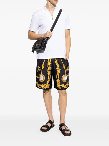 VERSACE Cameo Silk Shorts Black/Gold
