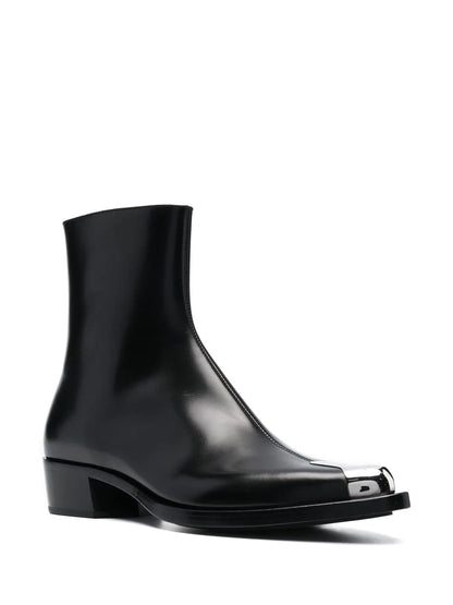 ALEXANDER MCQUEEN Metal Toecap Ankle Boots Black