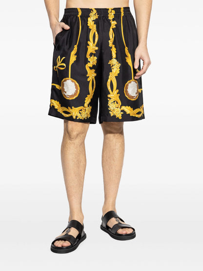 VERSACE Cameo Silk Shorts Black/Gold