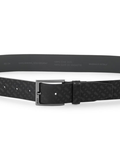 BOSS Monogram-embossed Leather Belt Black