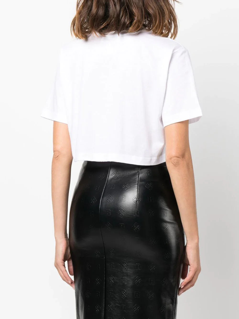 LANVIN WOMEN Logo-embroidered Cropped T-shirt White