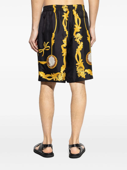 VERSACE Cameo Silk Shorts Black/Gold